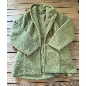 nlt Fleece Jacket Parka Size Large Women’s Green Button Front Made In USA